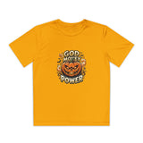 Youth Pumpkin Power Tee - "God Money Power" Halloween Graphic Shirt