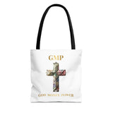 GMP 'God Money Power' Floral Cross Tote Bag