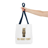 God • Money • Power Tote Bag — Inspirational Gold Block Design