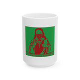 Religious Icon Bandana Mug — "God Money Power" Ceramic Coffee Cup (11oz, 15oz)