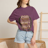 God Money Power T-Shirt — Bold Gold Laurel Graphic Tee