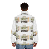 God Money Power Puffer Jacket — Bold Statement Men's All-Over Print