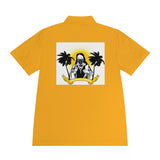 Men's Sport Polo - Tropical Jesus Graphic Polo with Palm Trees & Sunshine