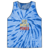 Tie-Dye Tank Top — "God Money Power" Spiritual Graphic Summer Top