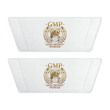 Men's White Slide Sandals with Gold Emblem — 'GMP God Money Power' Strap