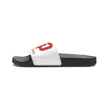 Slide Sandals — White ‘GMP Good Money Power’ Removable-Strap Pool Slides