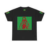 Graphic Tee — Masked Saint Illustration (Red & Green)