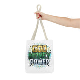 Tote Bag — "God Money Power" Graphic Religious Motivational Tote