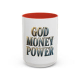 God Money Power Accent Coffee Mug - Inspirational Faith & Prosperity Ceramic Mug (11/15oz)