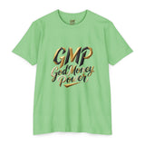 T-Shirt — GMP "God Money Power" Gold Script Graphic