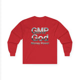 Long Sleeve Tee — GMP God "Money Power" Metallic Logo