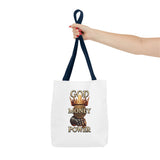 God Money Power Crown Tote Bag — Religious Inspirational Statement Tote