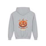 Youth Halloween Pumpkin Hoodie —“ God Money Power” Jack-o'-Lantern Graphic Hooded Sweatshirt