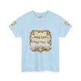 Graphic Tee — "God Money Power" Gold Crest T-Shirt