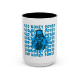 God Money Power Accent Coffee Mug — Blue Graphic 11/15oz