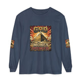Long Sleeve T‑Shirt — "God Money Power" Pyramid Graphic