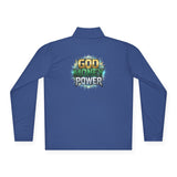 Quarter-Zip Pullover — "God Money Power" Graphic