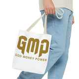 GMP 'God Money Power' Gold Logo Tote Bag - Inspirational Christian Canvas Tote
