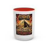 Coffee Mug - 'God Money Power' Pyramid Graphic Accent Mug (11/15oz)