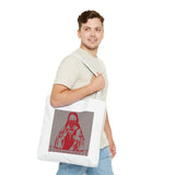 God Money Power Tote Bag - Red Graphic Religious Icon Design