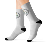 God Money Power Socks — Novelty Sublimation Crew Socks with 'Money Power' Laurel Emblem