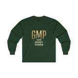 GMP (God Money Power) Long Sleeve Tee — Gold Logo Faith Streetwear