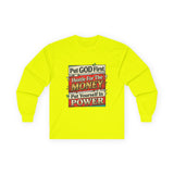 Long Sleeve Tee — “Put GOD First, Hustle for the MONEY, Put Yourself in POWER” Inspirational Graphic