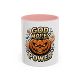 God Money Power- Pumpkin Coffee Mug — Halloween Accent Mug (11/15oz)