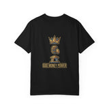 God Money Power T-Shirt — Crown & Coins Faith-Inspired Graphic Tee