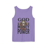 God Money Power- Skull Tank Top — Edgy Graphic Streetwear