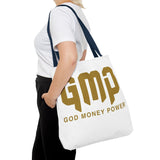 GMP 'God Money Power' Gold Logo Tote Bag - Inspirational Christian Canvas Tote