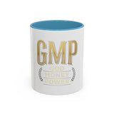 GMP Gold Accent Coffee Mug – "God Money Power" Inspirational Ceramic Cup