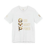 GVP 'God Money Power' Graphic Tee – Gold Lettering Christian Streetwear