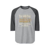 Raglan Shirt - "Put God First, Hustle for the Money, Put Yourself in Power" Motivational Faith Tee