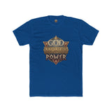 Crew Tee — "God Money Power" Vintage Shield Graphic