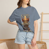 God Money Power T-Shirt — Crown, Coin & Fist Graphic Tee
