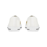 Men's Low Top Sneakers — White Casual Canvas Shoes with Gold GMP Logo