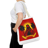Sunrise Rasta Tote Bag – "God Money Power" Graphic Beach Shopper
