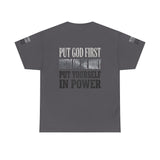 Inspirational Faith Tee — "Put God First, Hustle for the Money, Put Yourself in Power"