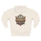 Hoodie — 'God Money Power' Vintage Emblem Fleece Hoodie