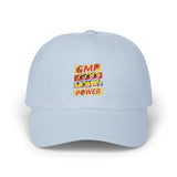 Dad Cap — GMP GOD MONEY POWER Embroidered White Baseball Hat