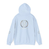Monogram Circle Logo Hoodie — Minimal White Streetwear Sweatshirt