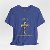 God Money Power Cross Tee — Christian Faith Graphic T‑Shirt