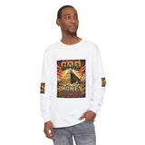 Long Sleeve T‑Shirt — "God Money Power" Pyramid Graphic