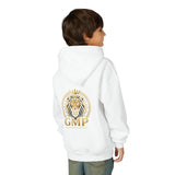 Youth Lion Crest Hoodie — GMP Gold Emblem Kids Pullover