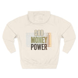 God Money Power Hoodie — Three-Panel Fleece Graphic Hoodie