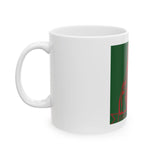 Religious Icon Graphic Mug — 'God Money Power' Red on Green Ceramic Coffee Cup (11oz/15oz)