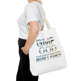Money Power Tote Bag — 'GMP GOD' Metallic Typographic Canvas Tote