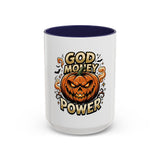 God Money Power- Pumpkin Coffee Mug — Halloween Accent Mug (11/15oz)