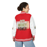 Letterman Jacket — 'God Money Power' Retro Varsity Jacket